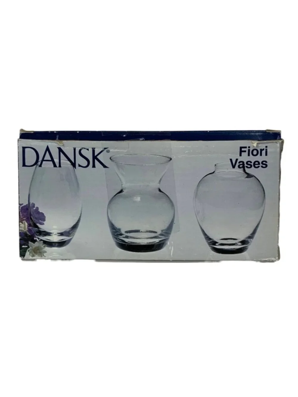 Set Of 3 Dansk Fiori Clear Glass Mini Vases For Flowers Fresh Herbs Original Box